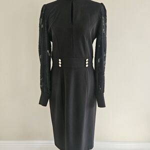 Karl Lagerfeld Black Dress with Sheer Sleeves